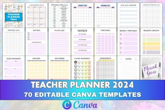 Download Canva Editable Teacher Planner 2024 KDP - 2024 kdp Collection
