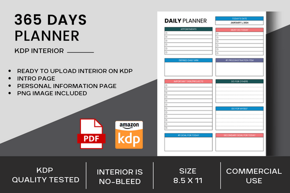 Download MY DAILY PLANNER 2024 KDP Interiors - 2024 kdp Collection