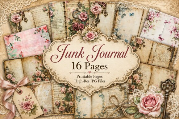 Download Shabby Chic Roses Junk Journal Pages - Roses junk journal pages Collection