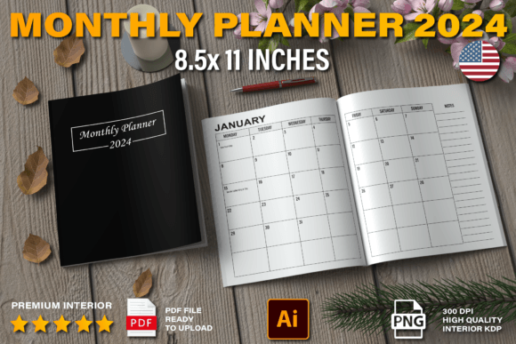 Download Monthly Planner 2024 KDP Interior - 2024 kdp Collection